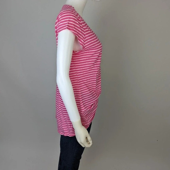 Crown & Ivy Pink and White Striped Tee Shirt M - Picture 4 of 5